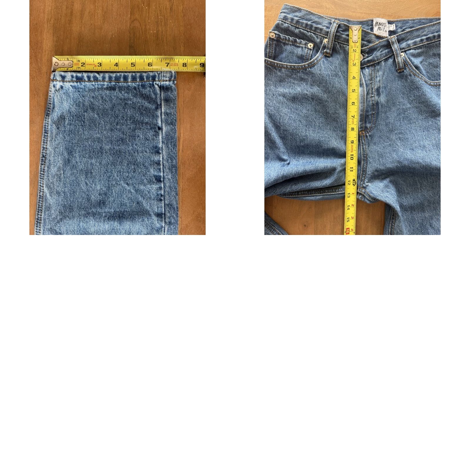 PRINCESS POLLY Princess Polly Jeans Womens 4 US Tapered Leg High Rise 28x29 Button Fly Denim 100% Cotton Blue 5-Pocket Vintage No Logo Retro 80s 90s City Size 27" / US 4 / IT 40 - 8 Thumbnail