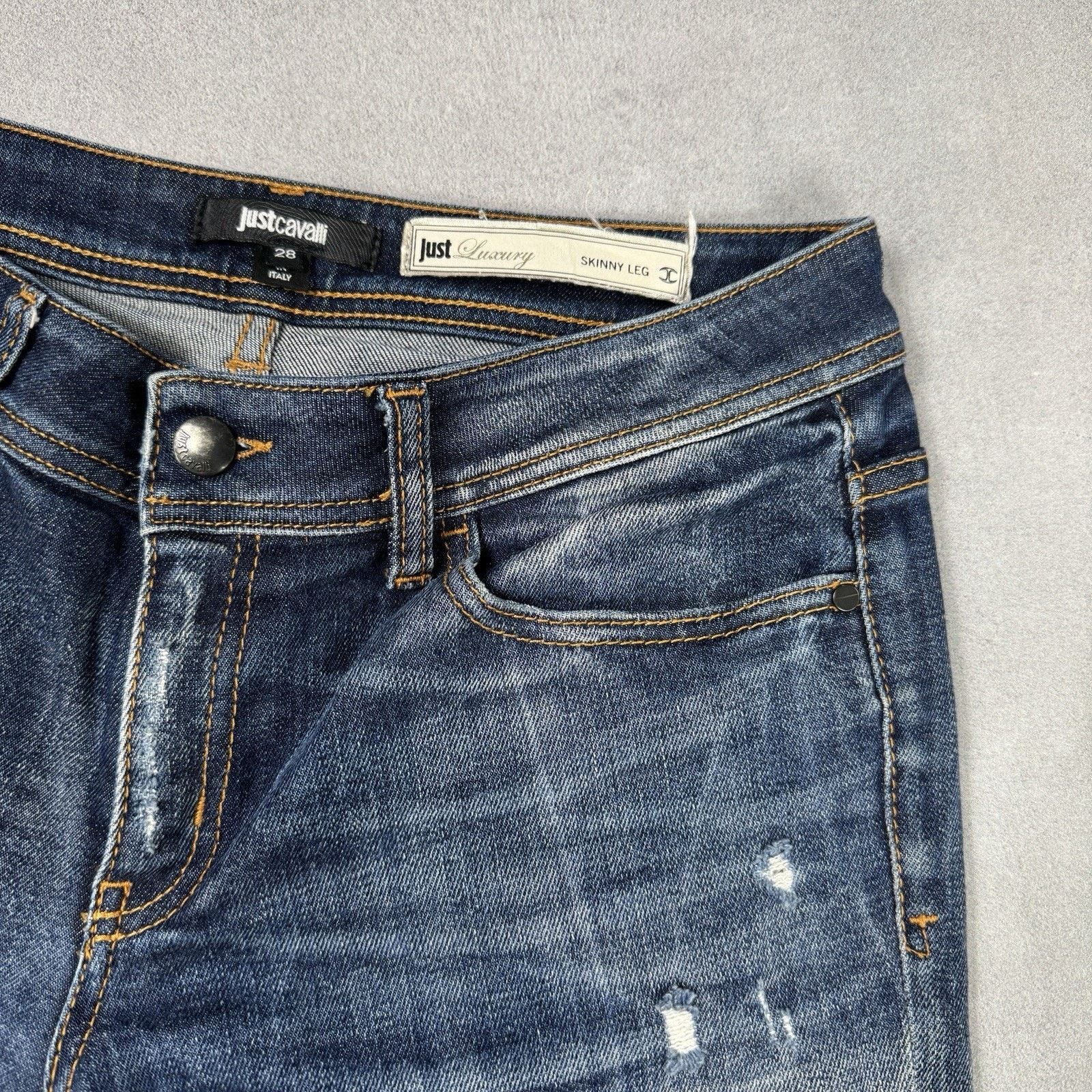 Just Cavalli Just Cavalli Women Jeans Embroidered Logo Size 28 Blue Size 28" / US 6 / IT 42 - 3 Thumbnail