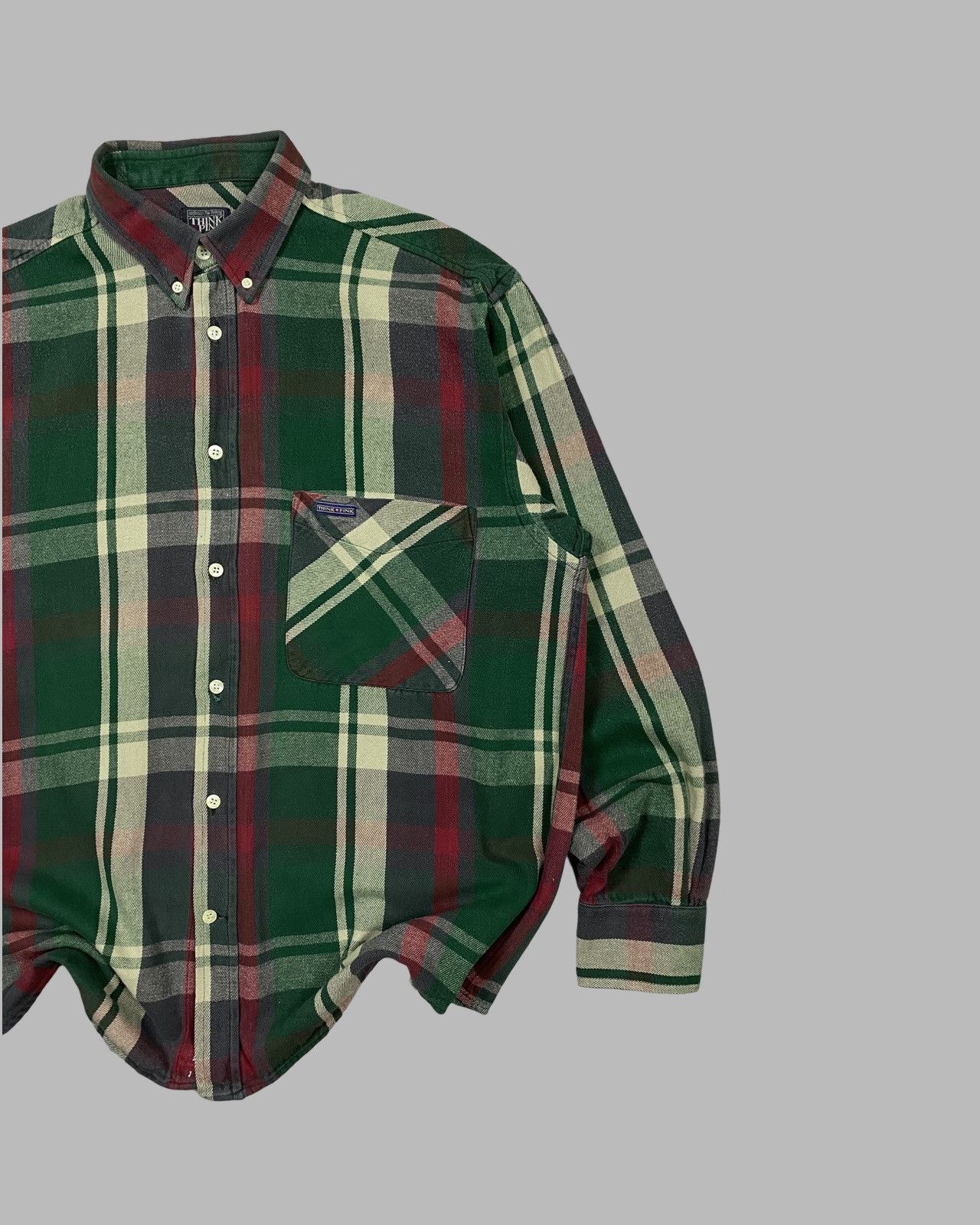 Other VNTG Think Pink Oversize Baggy Flannel Shirt Overshot Size US L / EU 52-54 / 3 - 3 Thumbnail