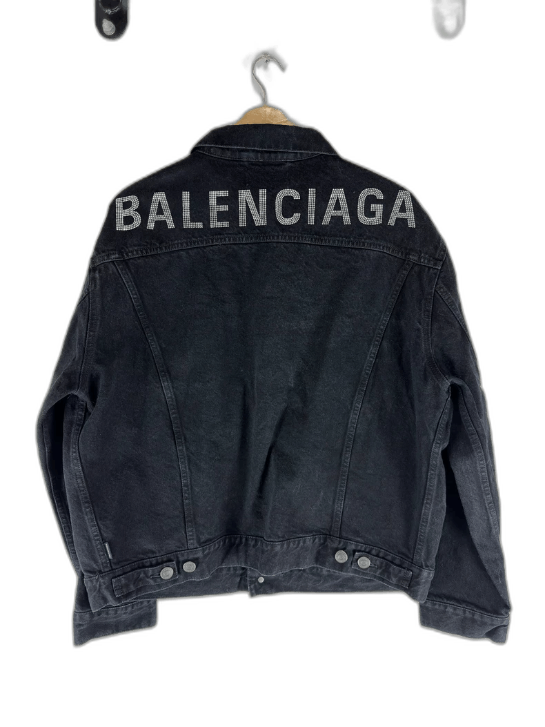 Balenciaga Balenciaga Logo Denim Jacket with Rhinestones-2505 Size US XXL / EU 58 / 5 - 1 Thumbnail