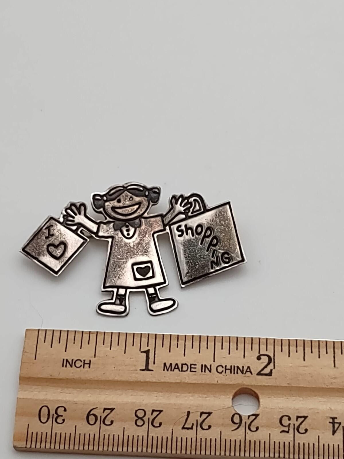 The Unbranded Brand Vintage Sterling I Love Shopping Brooch Pin 925 Size ONE SIZE - 3 Thumbnail