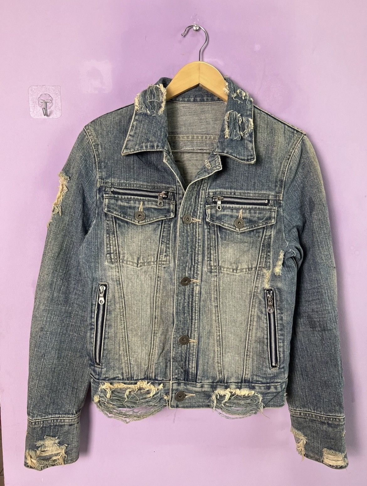 If Six Was Nine 🔥Rare Deadly Jester Distressed Denim Jacket Size US XS / EU 42 / 0 - 2 Thumbnail