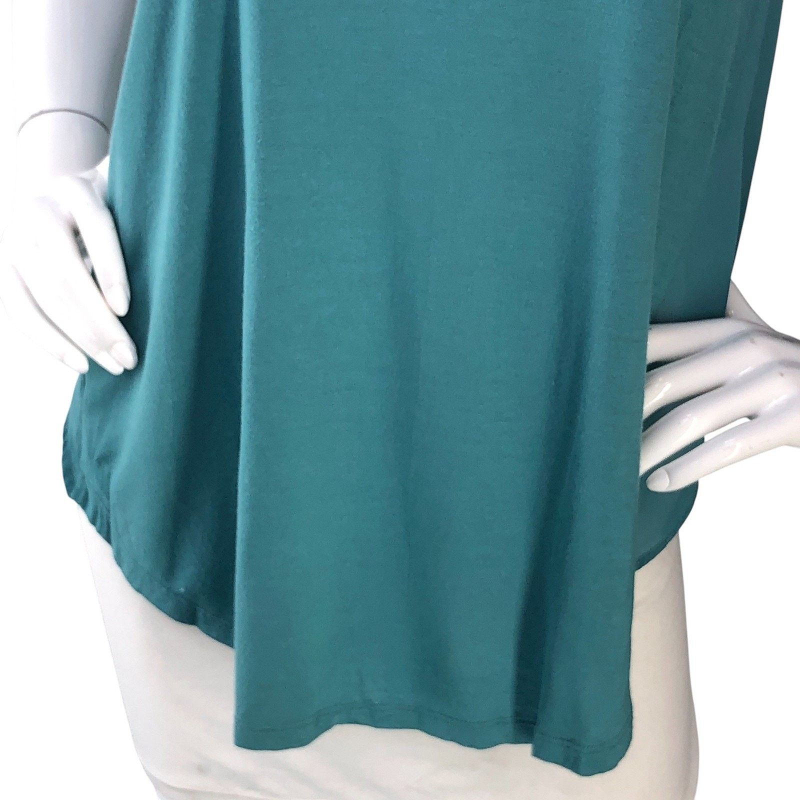 Haute Hippie Haute Hippie Tank Top S Teal Modal Scoop Neck High-Low Hem Size S / US 4 / IT 40 - 3 Thumbnail