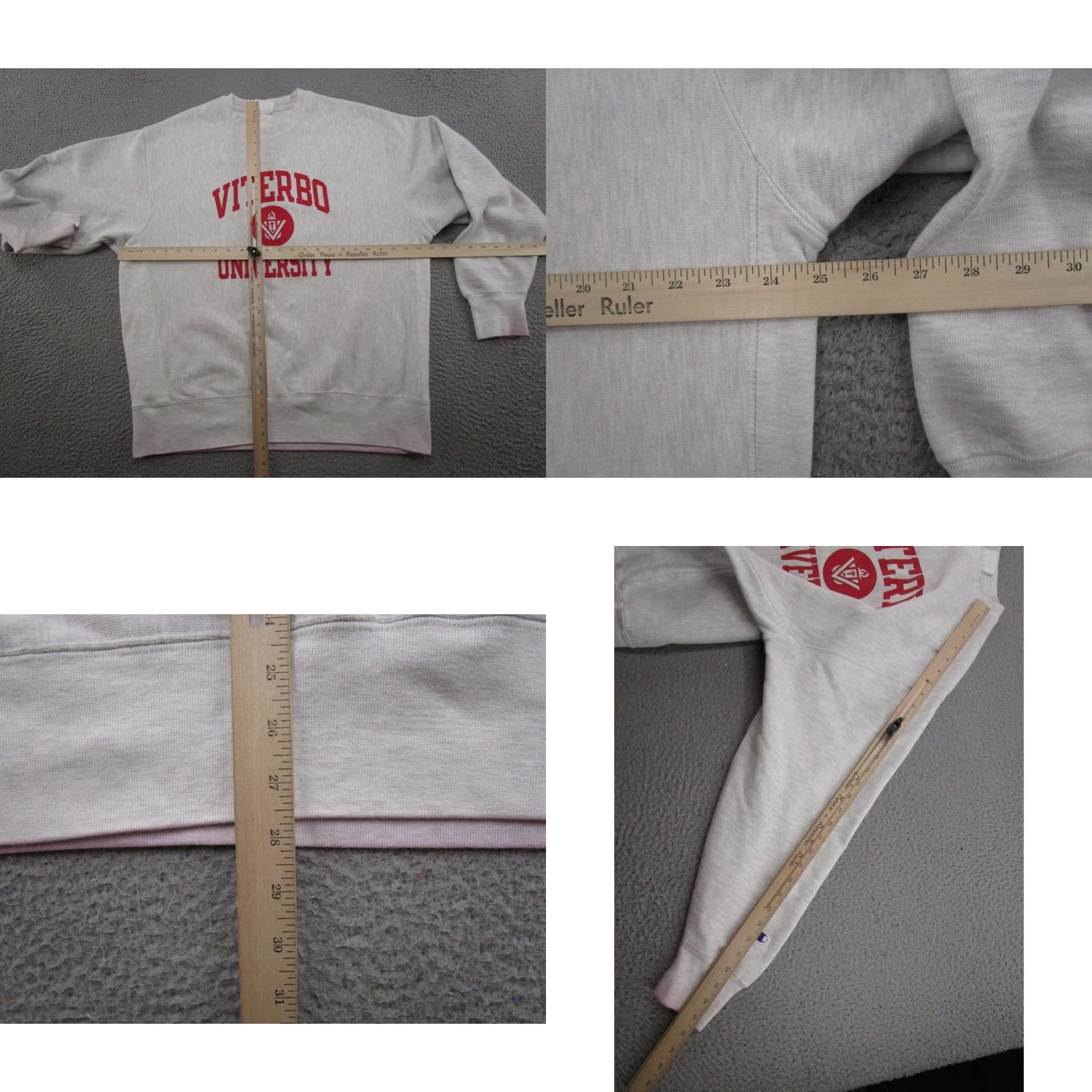 Champion VINTAGE Champion Reverse Weave Viterbo University Sweatshirt XL Gray Men Pullover Crew Neck Reversible Sports University All Seasons Pattern: Solid Size US XL / EU 56 / 4 - 8 Thumbnail