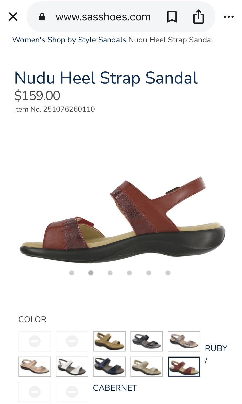 SAS SAS Nudu Heel Strap Sandal Ruby Cabernet Size 8 N (narrow) Size US 8 / IT 38 - 12 Thumbnail