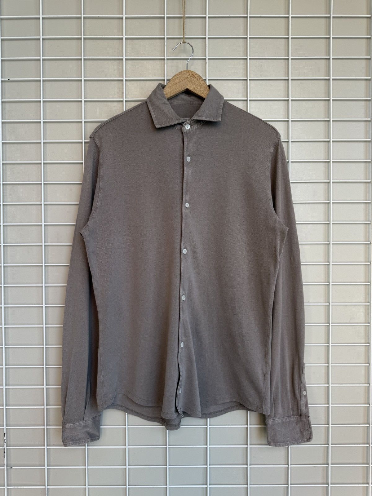 Fedeli Fedeli Pique Button Shirt Mens Size 52 or M Chambray Size US M / EU 48-50 / 2 - 1 Thumbnail