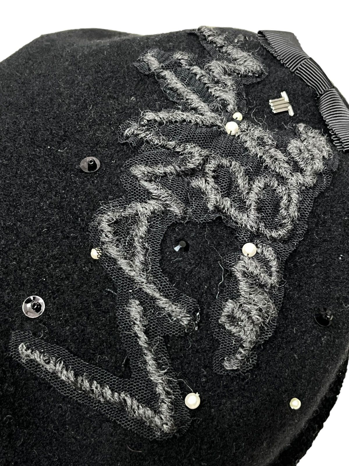 Lanvin 🔥LANVIN Embroidery Spellout Wool Beret Hat Gallery Size ONE SIZE - 6 Thumbnail