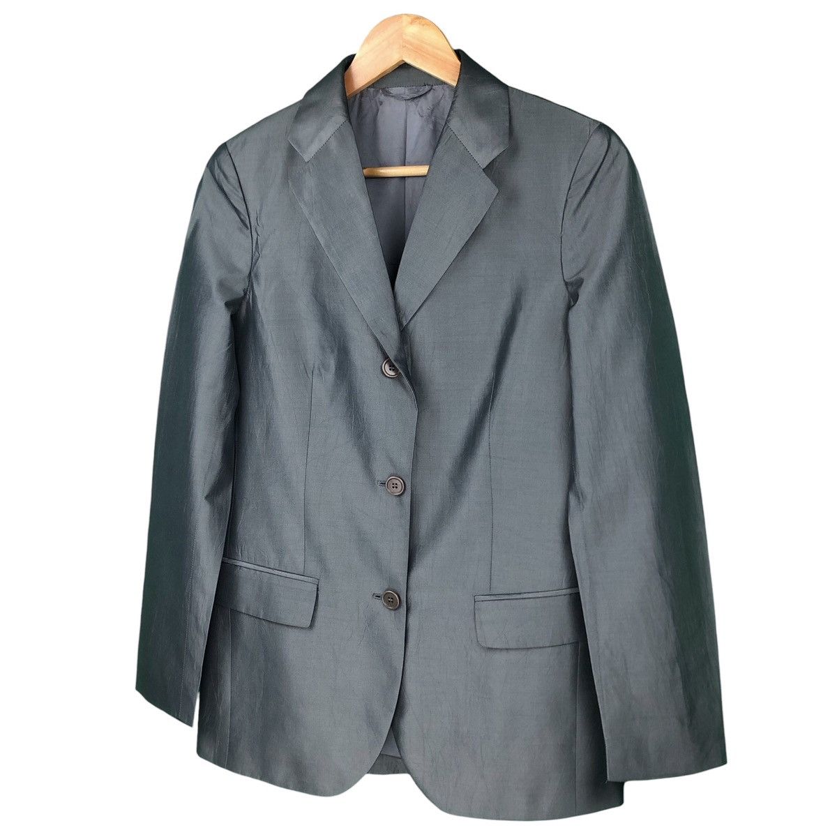 Helmut Lang Helmut Lang Metallic Silk Polyester Blazer Jacket Italy Size S / US 4 / IT 40 - 7 Thumbnail
