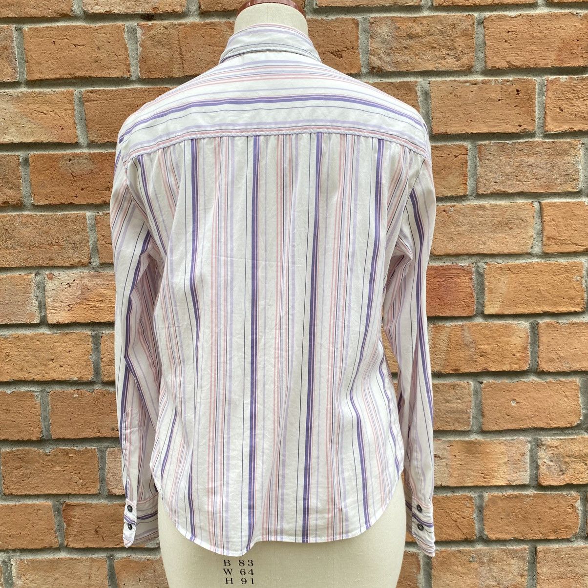 Max Mara Max Mara White Striped Long Sleeve Button-Up Shirt Size M / US 6-8 / IT 42-44 - 17 Thumbnail