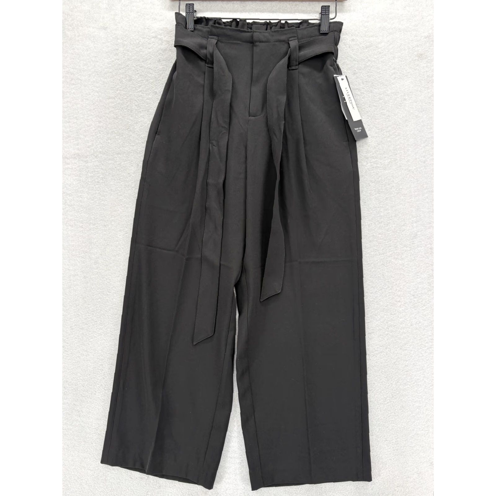 Vintage Liverpool Jeans Cropped Wide Leg Pants Womens XS Black Pleated Belted NWT Size 26" / US 2 / IT 38 - 2 Thumbnail