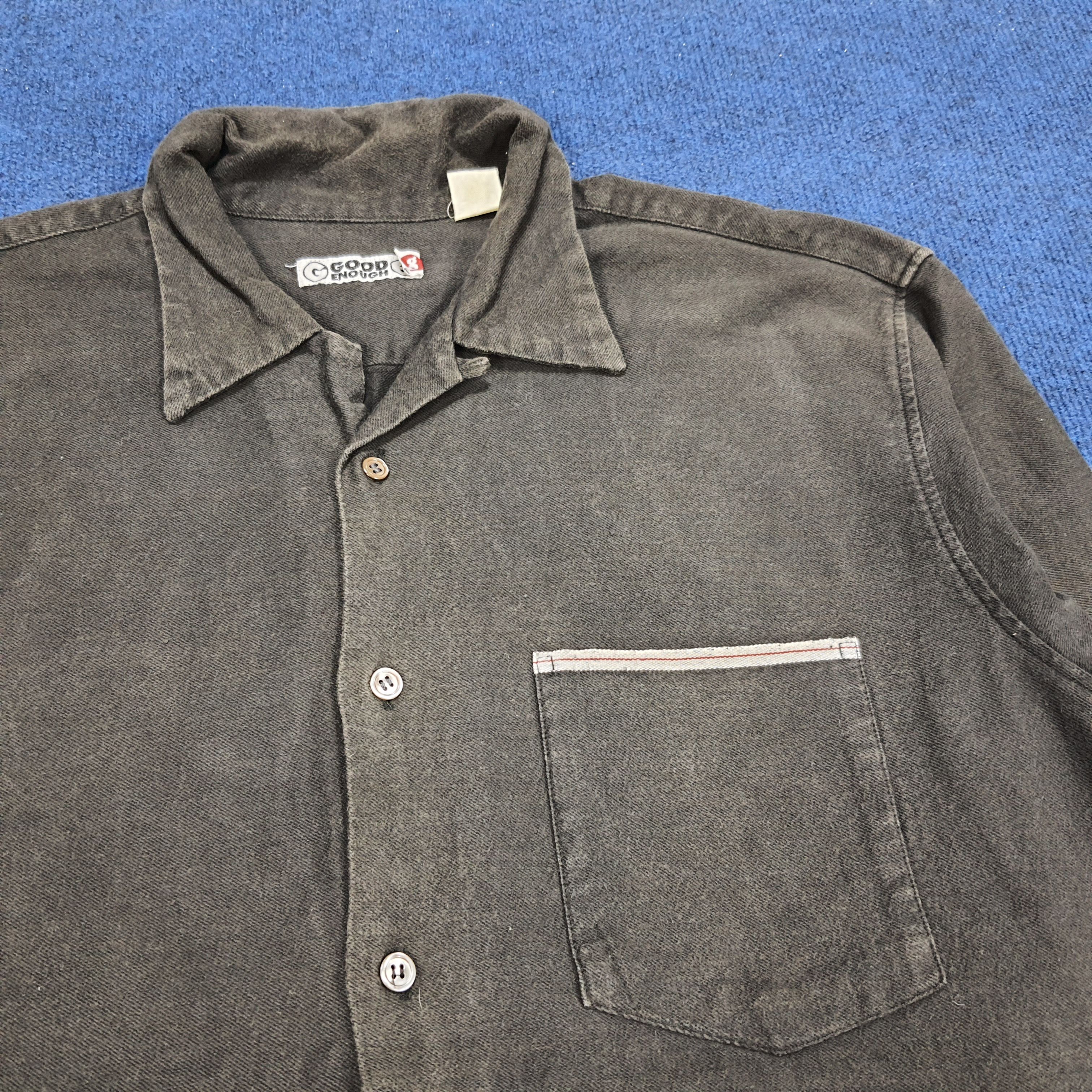 Good Enough × Japanese Brand × Vintage Vintage Good Enough Plain Long Sleeve Button Up Shirt Size US L / EU 52-54 / 3 - 2 Thumbnail