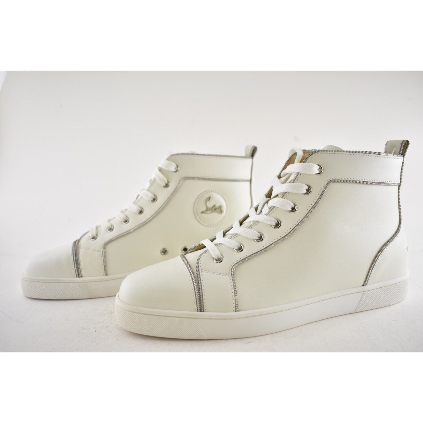 Christian Louboutin Mens Louis Z Flat White Zipper High Top Sneakers 43.5 10.5 Size US 10.5 / EU 43-44 - 12 Thumbnail