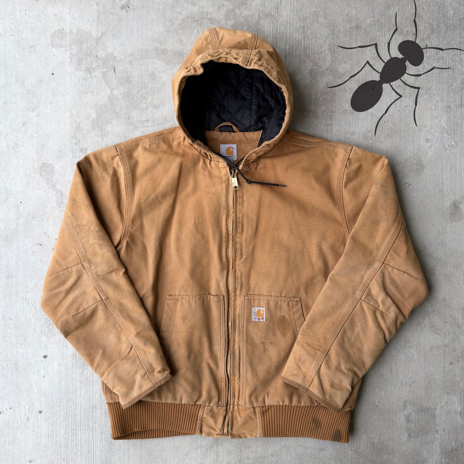 Carhartt × Vintage Carhartt brown quilted hooded work wear jacket Size US L / EU 52-54 / 3 - 1 Thumbnail