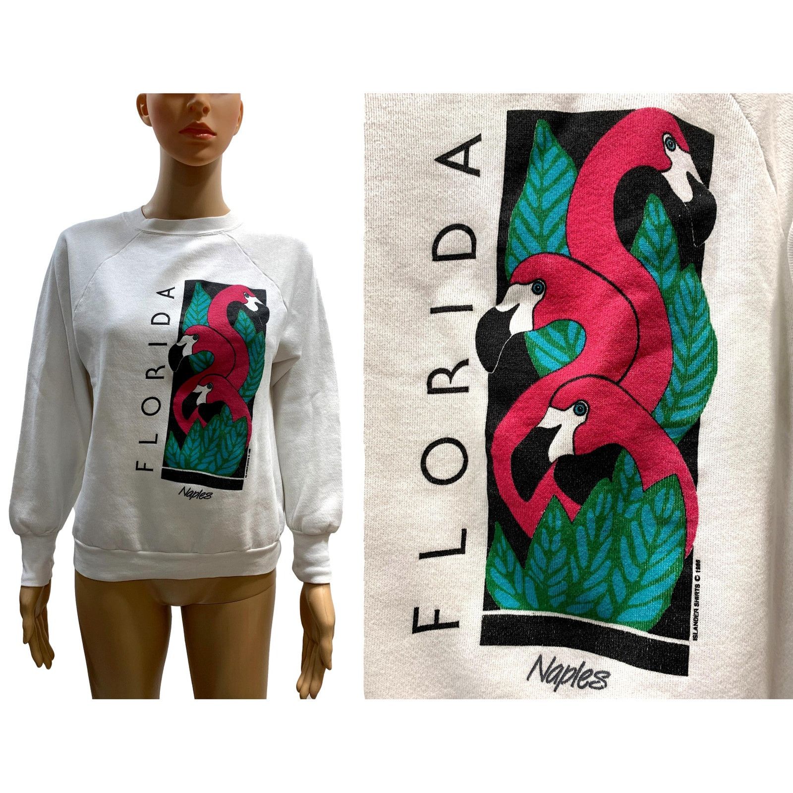 Vintage Vintage 1986 Florida Souvenir Flamingo Sweatshirt Size S / US 4 / IT 40 - 1 Thumbnail
