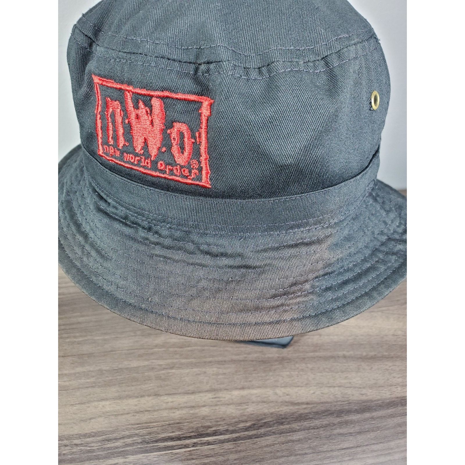 Vintage × WWE × WWF NWO New World Order Cap Bucket Hat Fitted Large WCW WWE WWF Size 40 - 4 Thumbnail