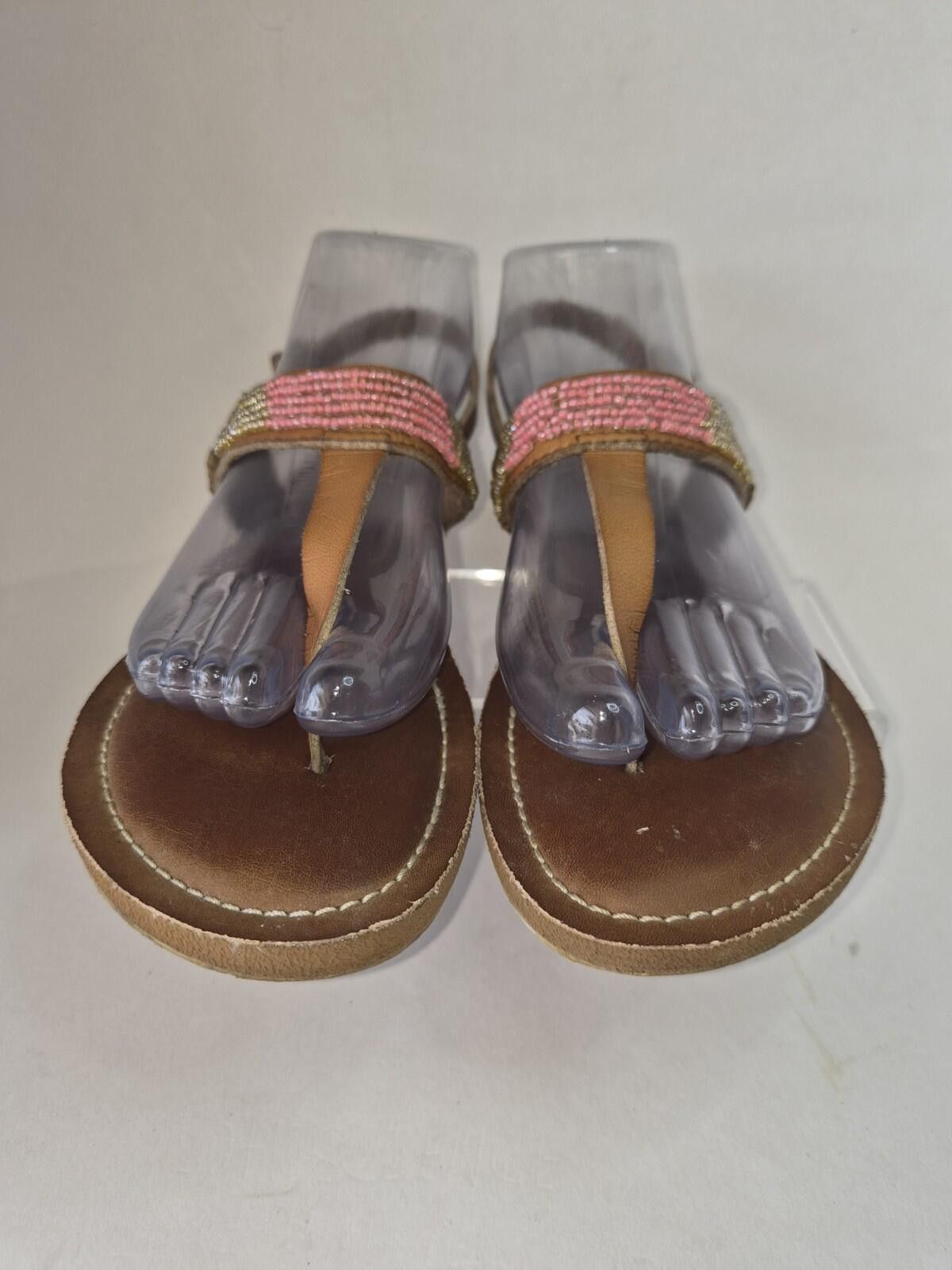 Other Blue Fin Womens Lori Tan Thong Beads Sandals Boho Summer Sz8 Size US 8 / IT 38 - 2 Thumbnail