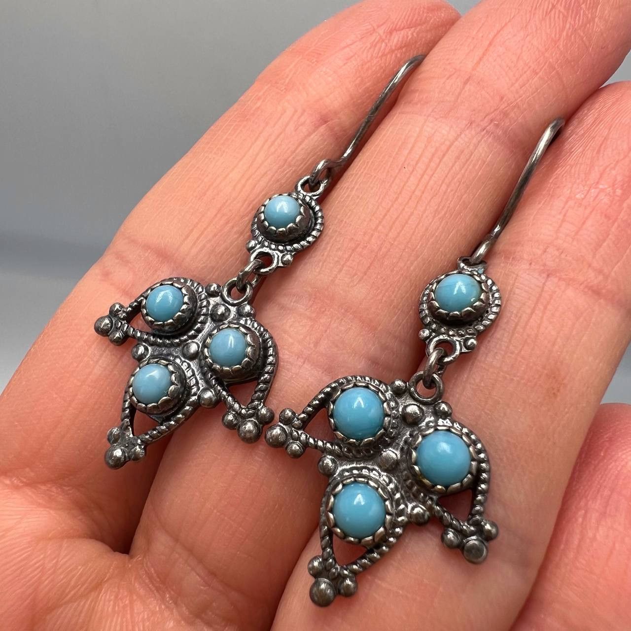 Vintage 70's Vintage USSR Niello Silver 875 Ethno Earrings Signed 5g Size ONE SIZE - 1 Thumbnail