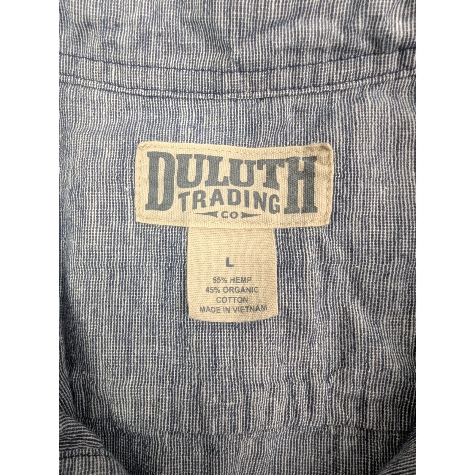 Vintage Duluth Shirt Mens Large Grey Navy Hemp Blend Pocket Outdoor Lightweight Shirt Size US L / EU 52-54 / 3 - 6 Thumbnail