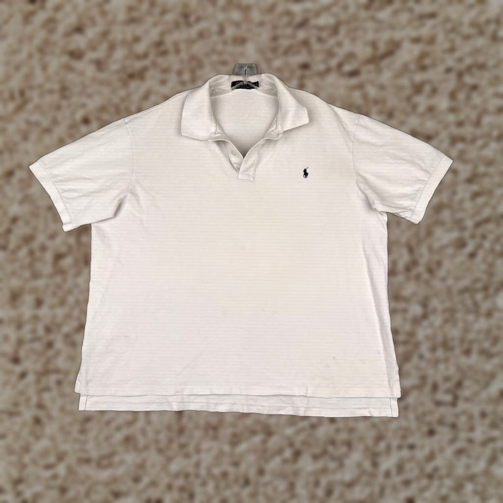 Ralph Lauren VINTAGE Polo Ralph Lauren Polo Shirt Adult 2XL White 100% Cotton Classic Short Sleeve Polo Mens 2XL Size US XXL / EU 58 / 5 - 1 Thumbnail