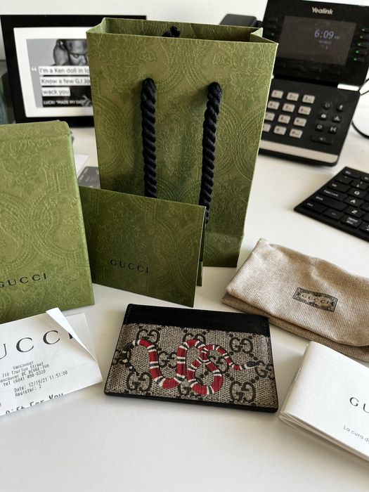 Gucci Beige GG Supreme Kingsnake Card Holder