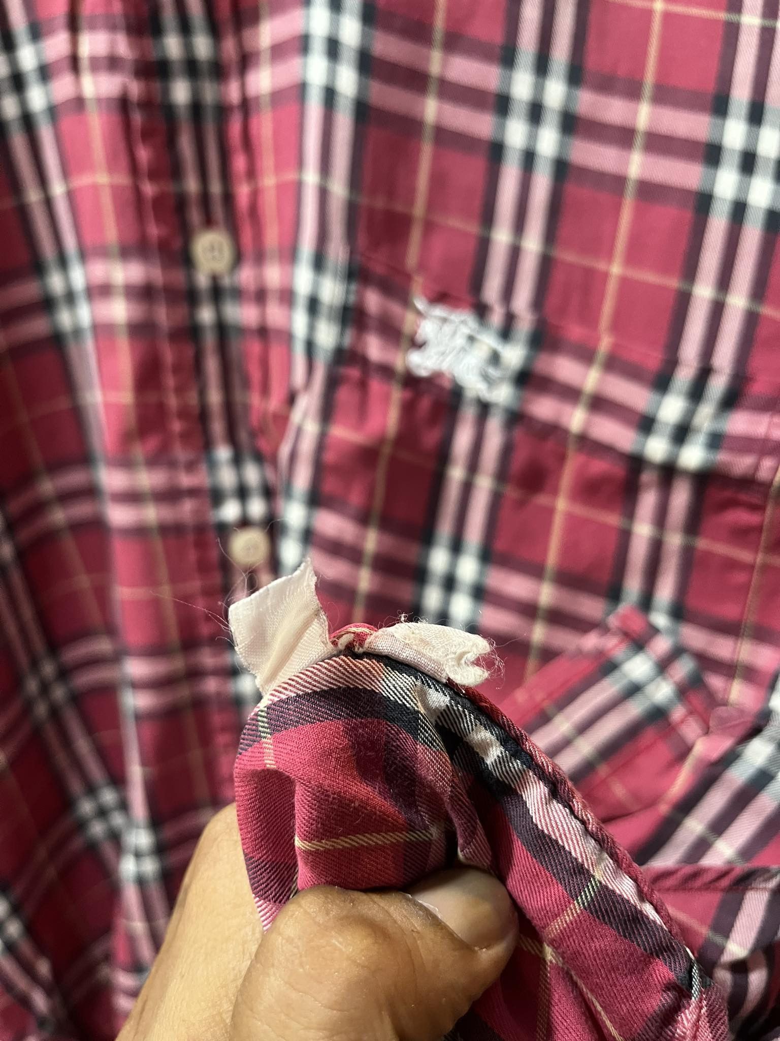 Burberry × Vintage Burberry Nova Check Magenta Shirt 90s Size US S / EU 44-46 / 1 - 5 Thumbnail