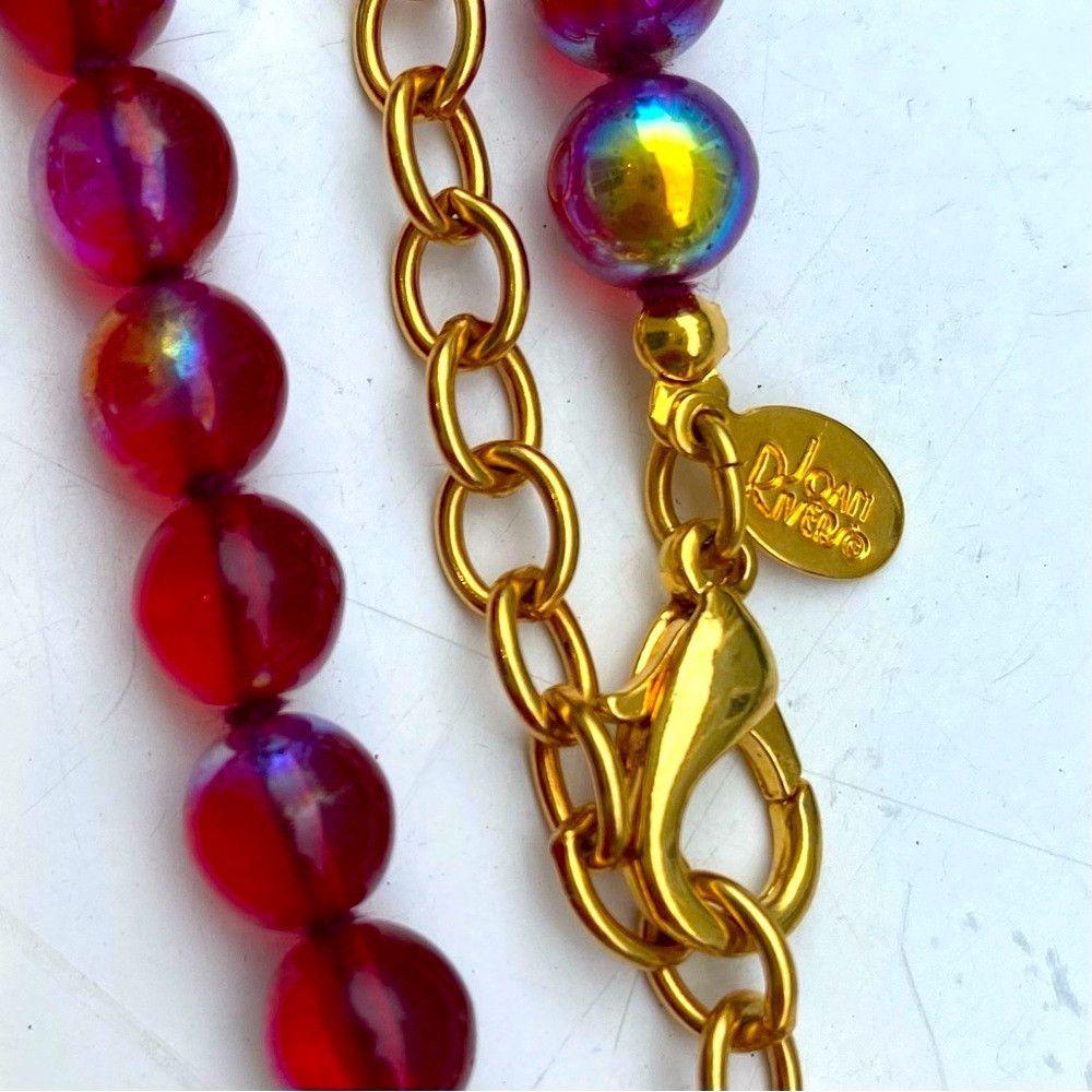 Joan Rivers Vintage JOAN RIVERS Red Iridescent Polished Glass Beads Nec Size ONE SIZE - 4 Thumbnail