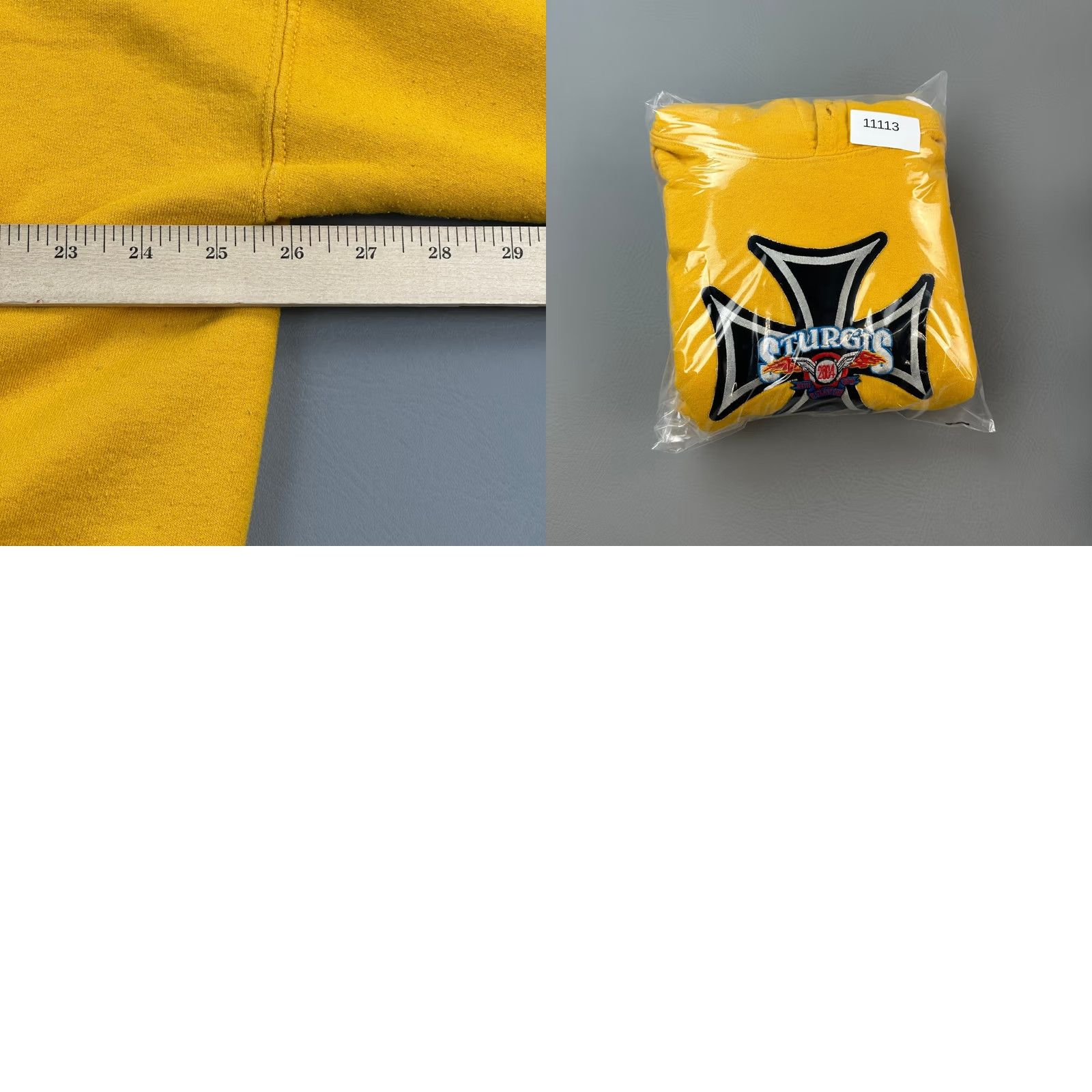 Gildan Vintage Biker Hoodie Mens XL Yellow 2004 Sturgis Iron Cross Patches Pullover Y2K Gildan Size US XL / EU 56 / 4 - 9 Thumbnail