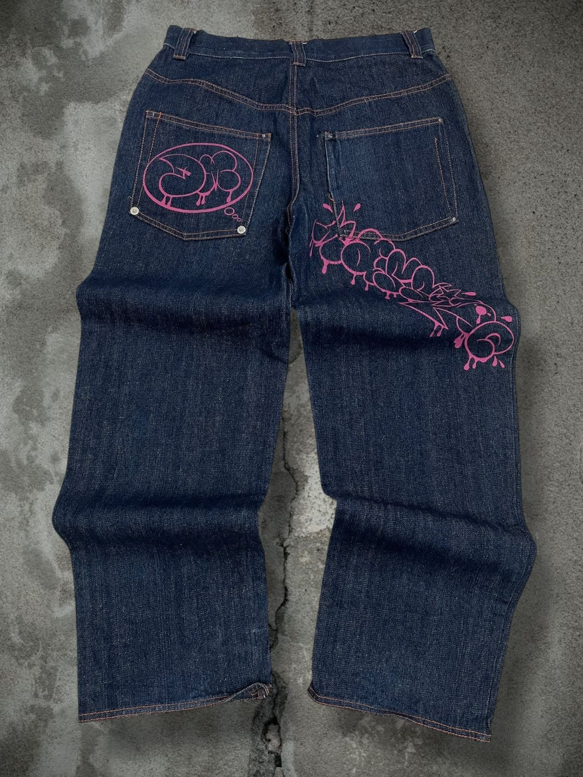 Japanese Brand Vintage Og 1990s Japan Designer Octopus Graffiti Baggy Denim Size US 31 - 9 Thumbnail