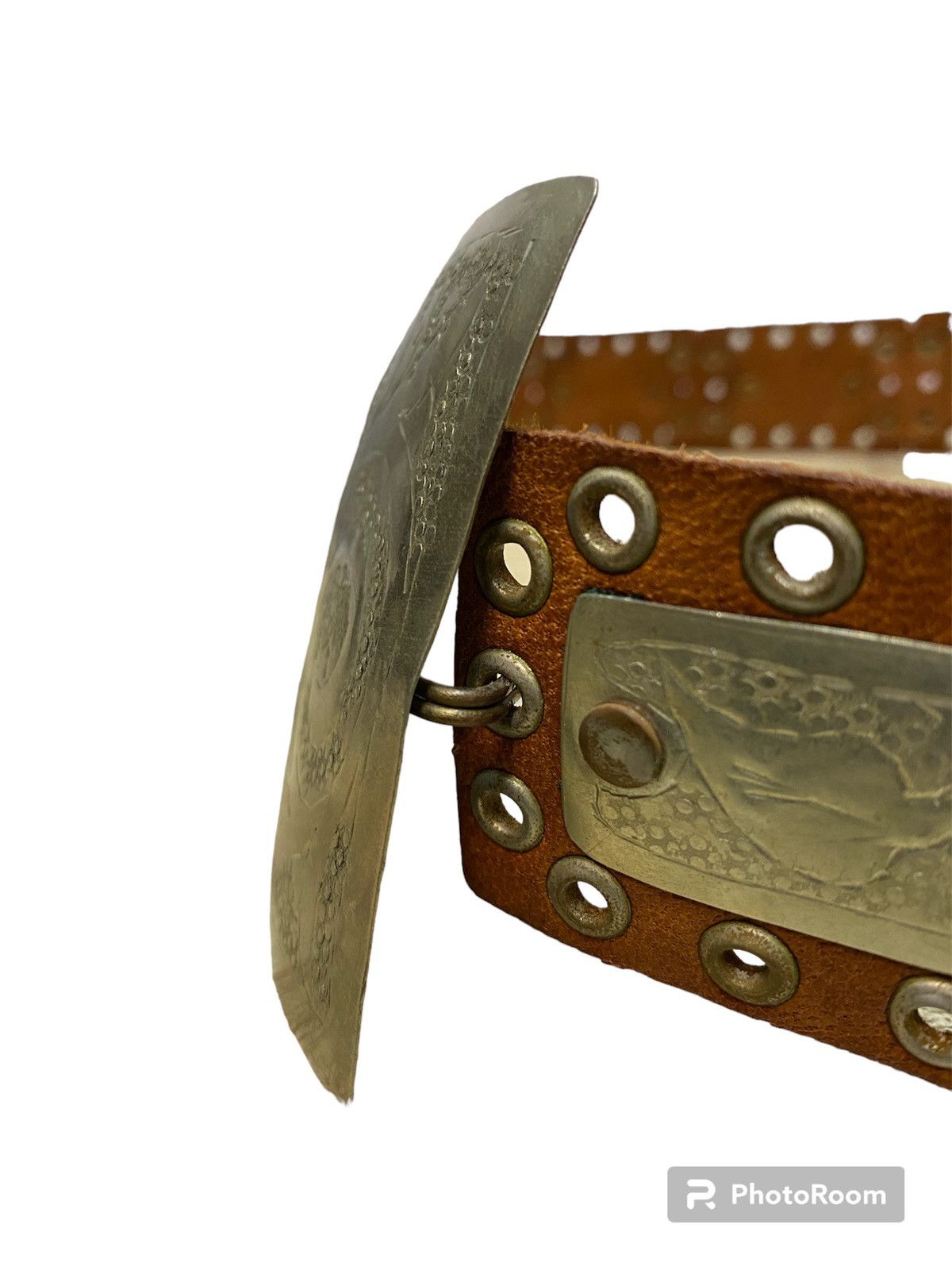 Designer RARE🔥 Agnes B Leather Studded Belt Size 32 - 6 Thumbnail