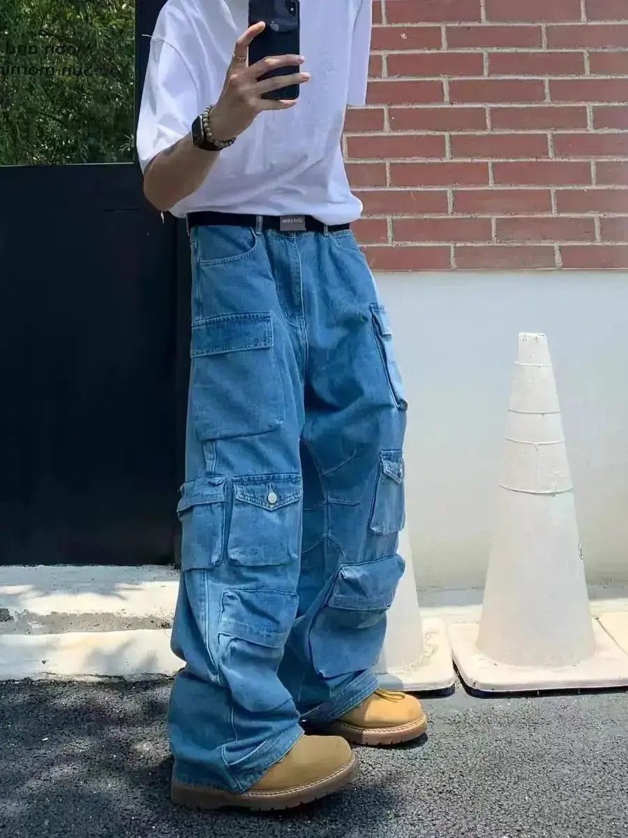 Japanese Brand Street vintage workwear multi-pocket baggy jeans Size US 32 / EU 48 - 6 Thumbnail
