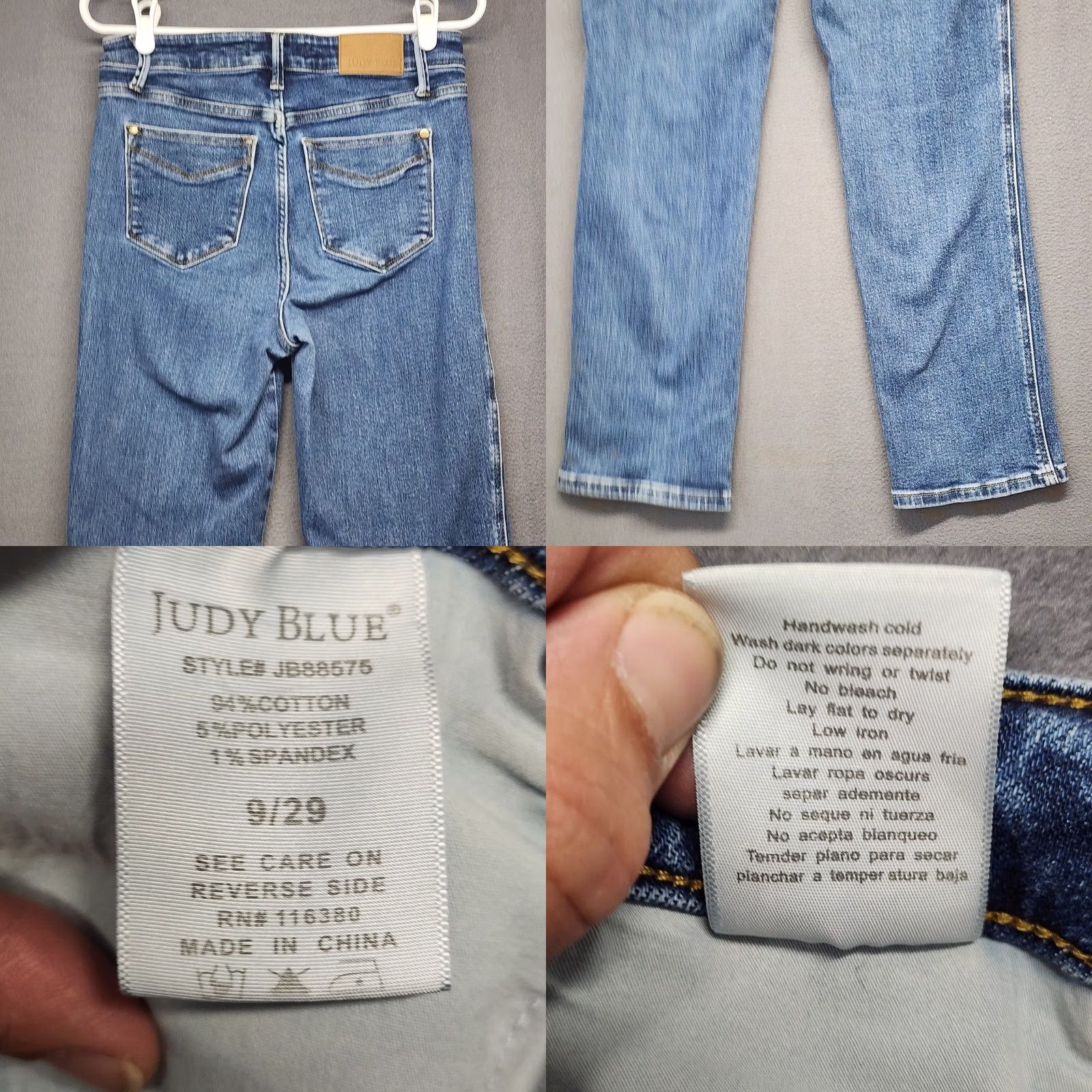Denime Judy Blue Jeans Womens 9/29 Blue Stretch Straight Leg Mid Rise Denim Boutique Jeans 29 Regular Womens Size 29" - 9 Thumbnail