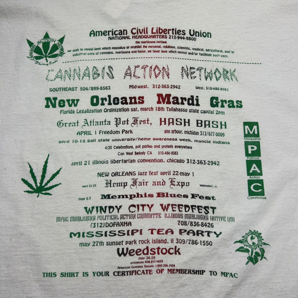 Vintage Vintage 1995 Marijuana Lot T Shirt Men’s XL Weed Peace 90s Size US XL / EU 56 / 4 - 6 Thumbnail