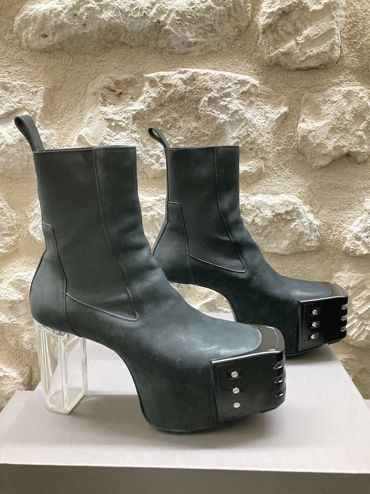 Rick Owens Black Kiss Grilled Platform Suede Heel Boots Size US 9 / EU 42 - 3 Thumbnail