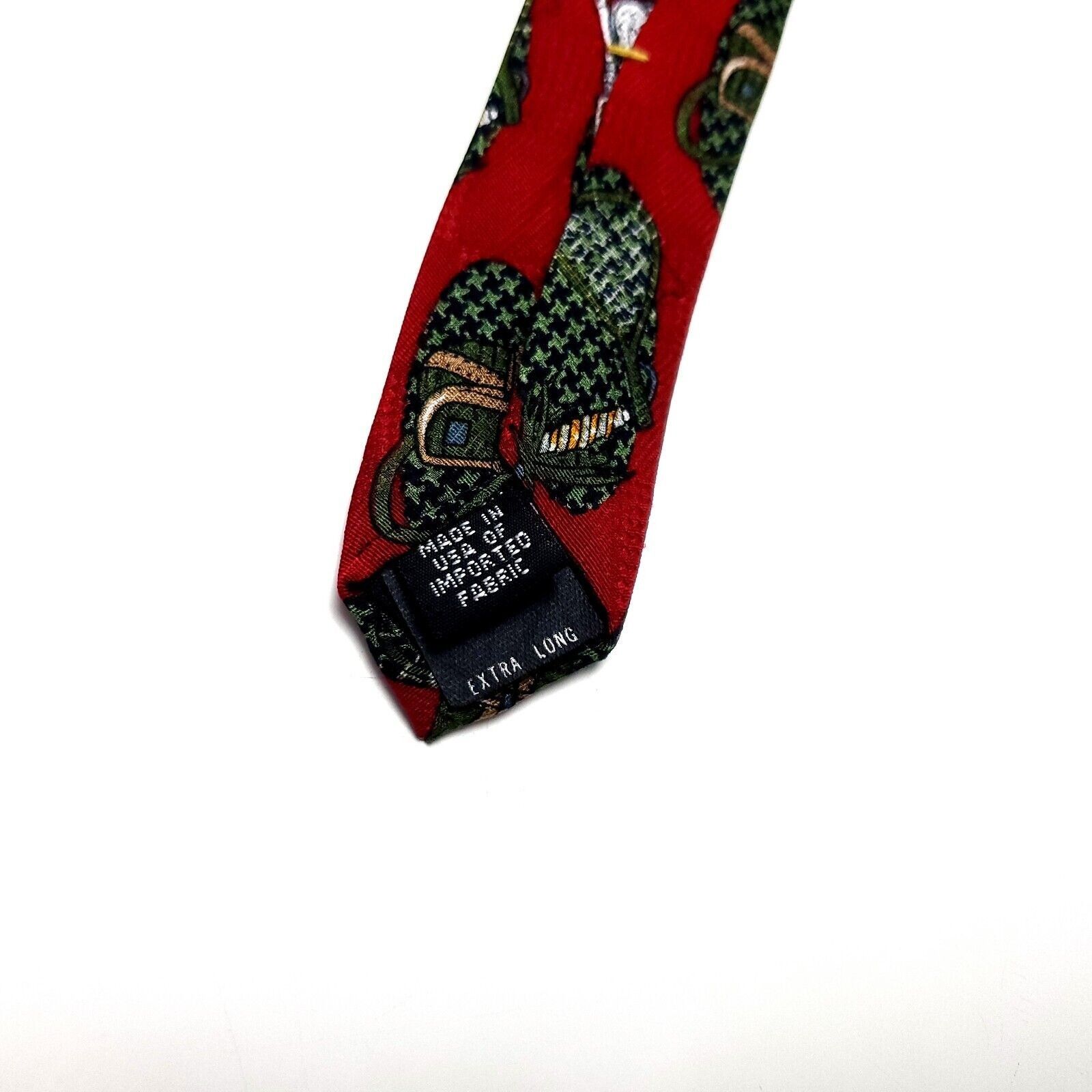 Vintage Repp Ltd Silk Tie Red Print Fishing Long Wide Size ONE SIZE - 4 Thumbnail