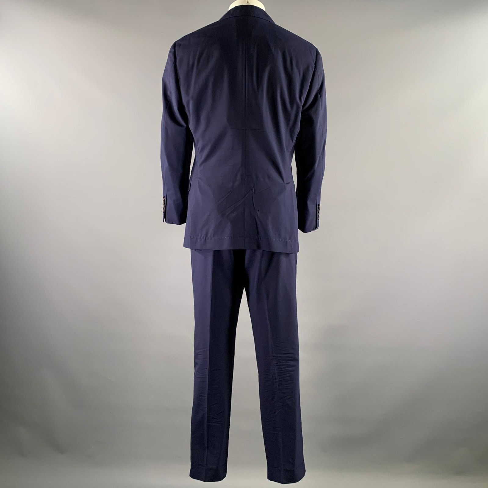 Brunello Cucinelli BRUNELLO CUCINELLI Size 40 Navy Wool Blend Notch Lapel Suit Size 40R - 3 Thumbnail