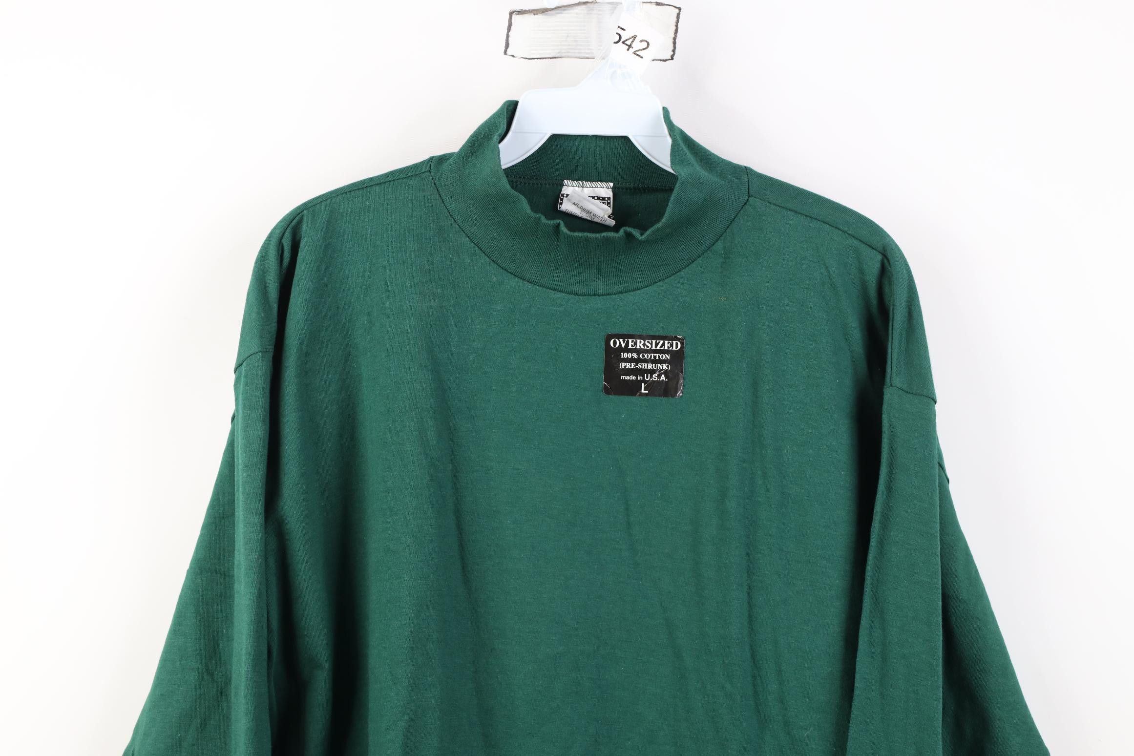 Vintage Deadstock Vintage 90s Streetwear Mock Neck T-Shirt USA Green Size US L / EU 52-54 / 3 - 2 Thumbnail