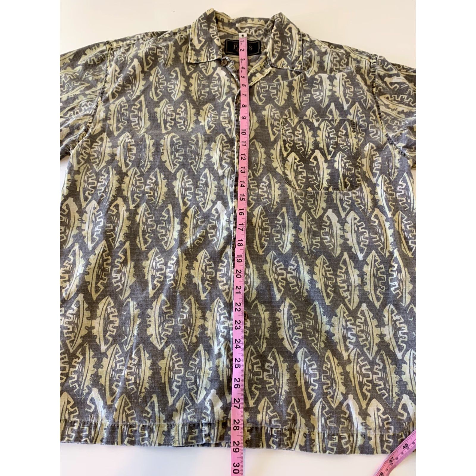 Vintage VINTAGE G.H. Bass & Co Abstract Geometric Hawaiian Shirt Tan Mens Small Brown Geometric Short Sleeve Button-Up Hawaiian 90s Mens Size US S / EU 44-46 / 1 - 4 Thumbnail