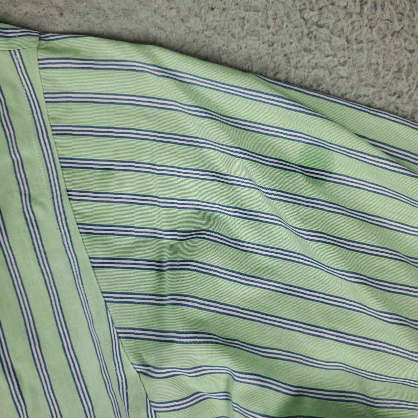 Brooks Brothers VINTAGE Brooks Brothers Shirt Mens 16.5 Green Stripe Regent Dress Button Up Long Sleeve Size 46R - 4 Thumbnail