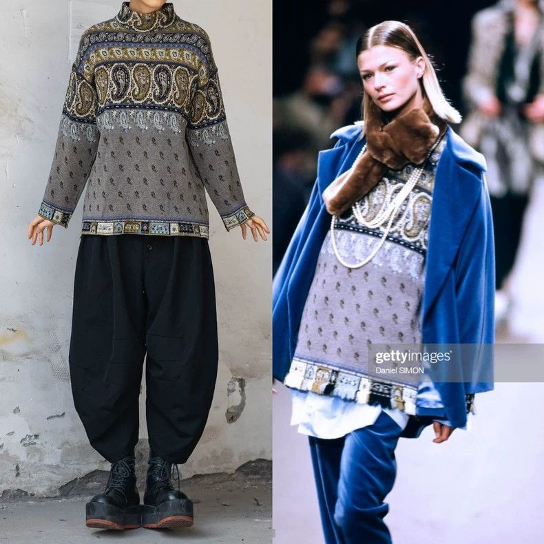Kenzo KENZO Ethnic waistnut flower gray knit sweater Size M / US 6-8 / IT 42-44 - 1 Thumbnail