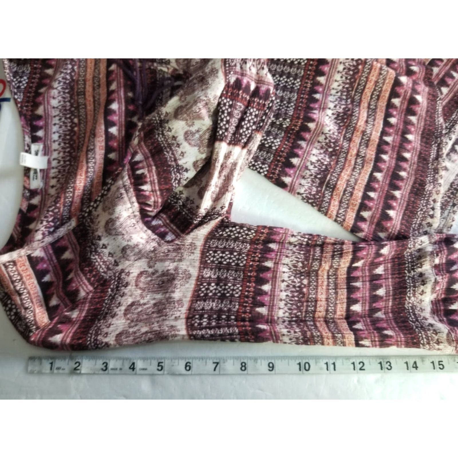 Billabong Billabong Tunic Top Womens Small Long Sleeve Scoop Neck Tassels Boho Beach Surf Geometric Print Multicolor Rayon Knit Blouse Relaxed Regular Size S Size S / US 4 / IT 40 - 7 Thumbnail