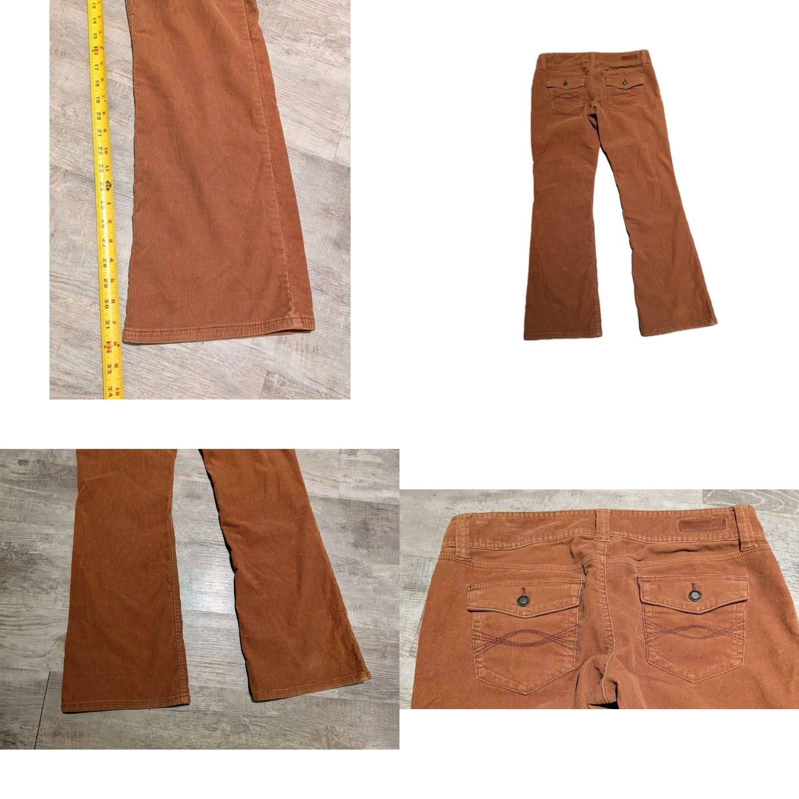 Abercrombie & Fitch VINTAGE Abercrombie & Fitch Pants Womens 10 Caramel Corduroy Low Rise Flared 90s Y2K Size 32" / US 10 / IT 46 - 9 Thumbnail