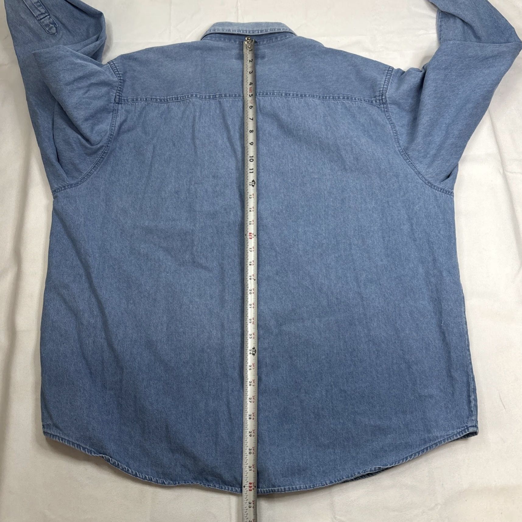 Penn VINTAGE? (No) Tri-Mountain Penn State Harrisburg Denim Button-Down Shirt 2XL Men Blue Long Sleeve Button-Up Shirt Size US XXL / EU 58 / 5 - 6 Thumbnail