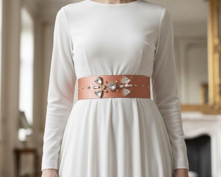 Blumarine Blumarine Womens Wide Belt Crystal Leather Silk Satin Italy Size ONE SIZE - 1 Thumbnail
