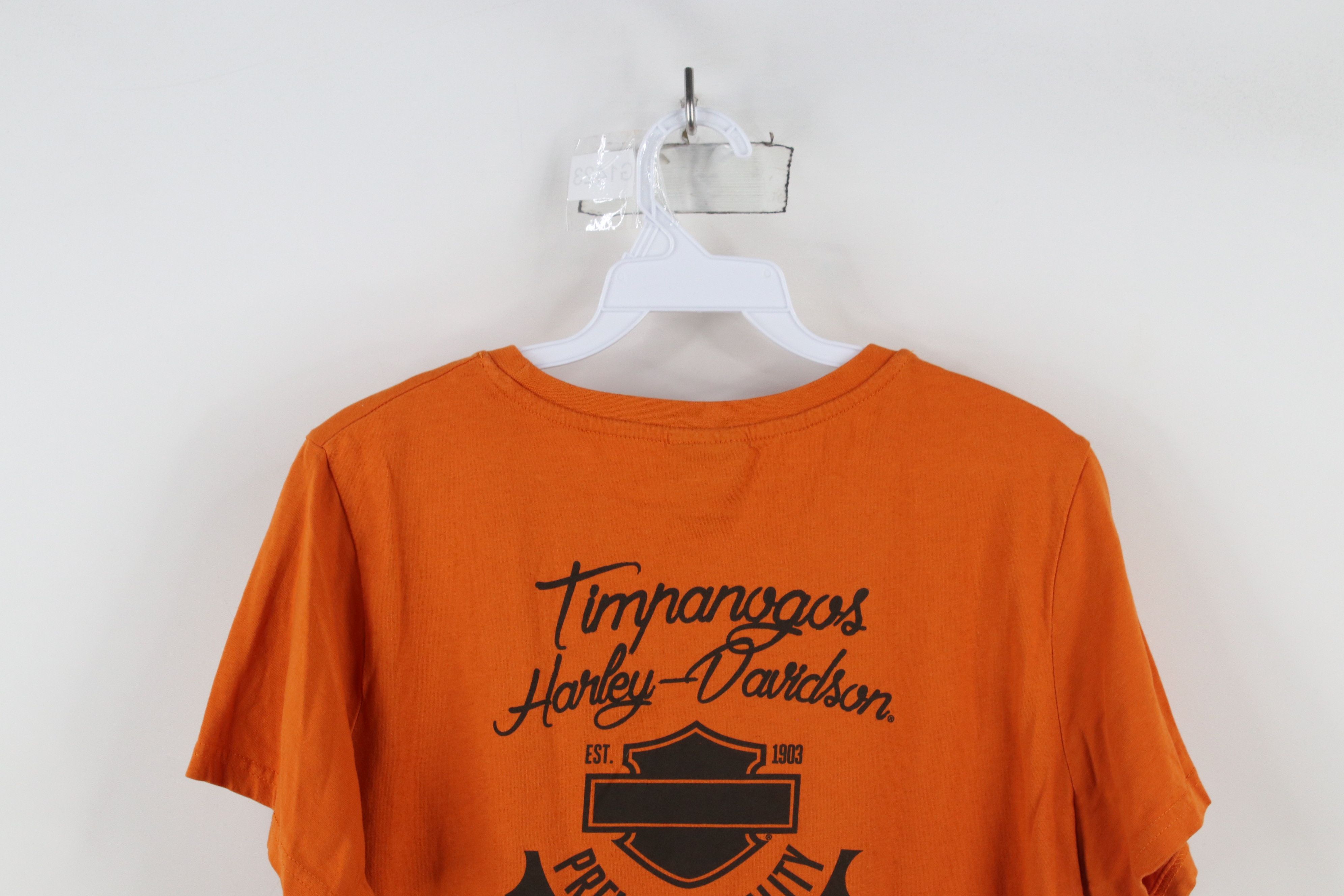 Harley Davidson × Vintage Vintage Y2K Harley Davidson Spell Out Script T-Shirt Orange Size M / US 6-8 / IT 42-44 - 13 Thumbnail