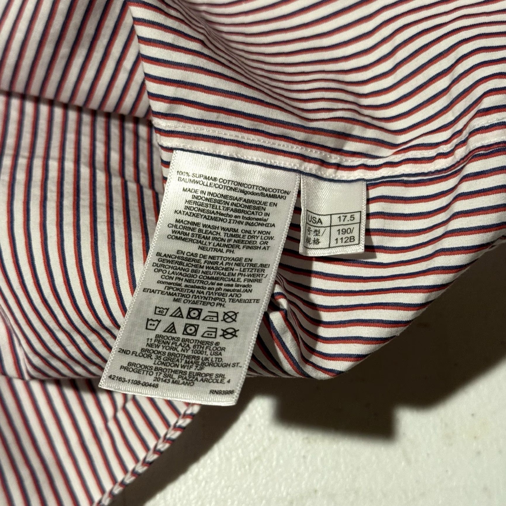 Brooks Brothers Brooks Brothers Button-Down Shirt Men Sz 17.5 34 Striped Blue 100% Supima Cotton Classic Preppy Office Size US XXL / EU 58 / 5 - 6 Thumbnail