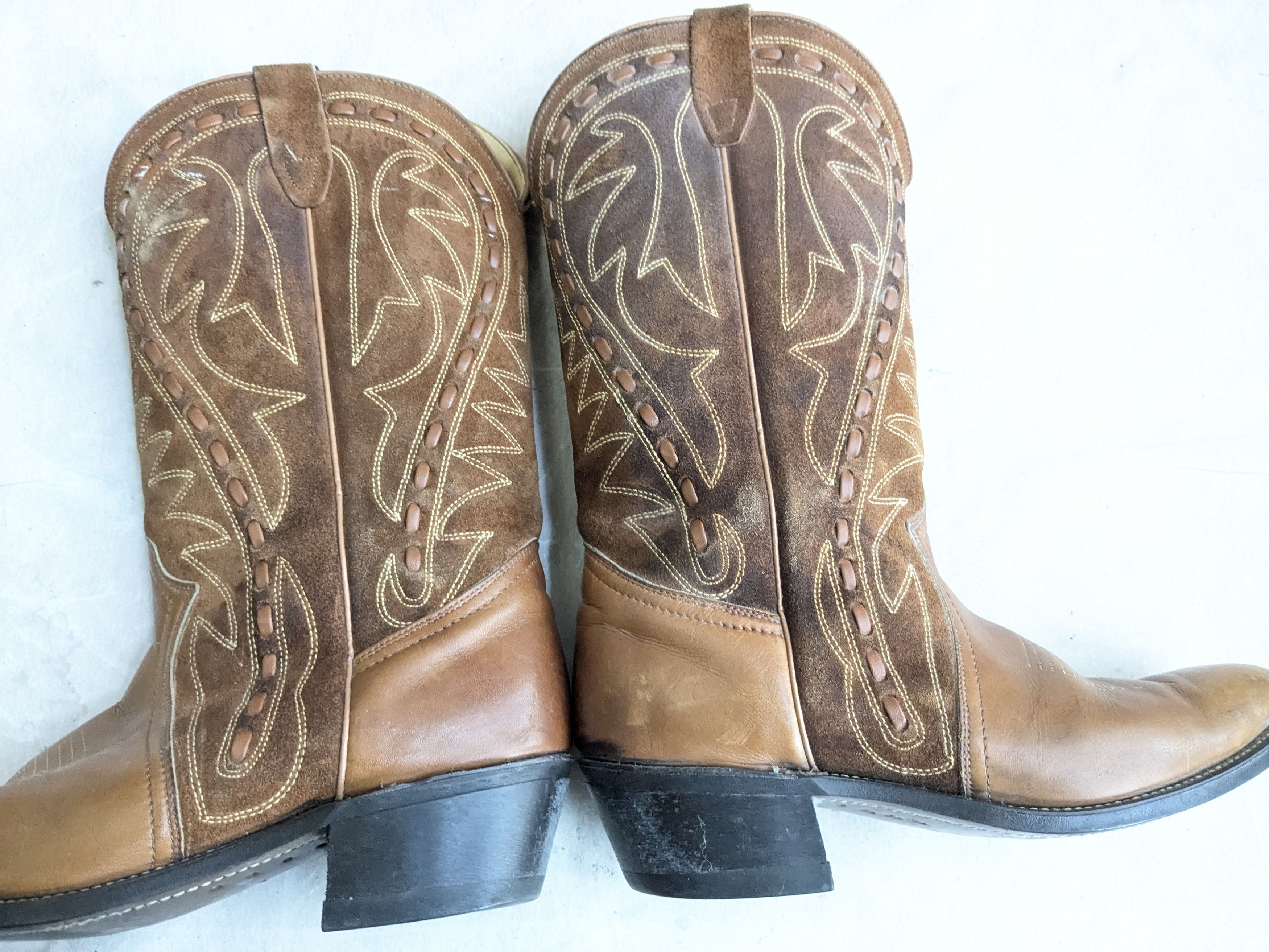 Genuine Leather Vintage Cowboy Boots Brown Leather Suede 9.5 USA Size US 9.5 / EU 42-43 - 7 Thumbnail