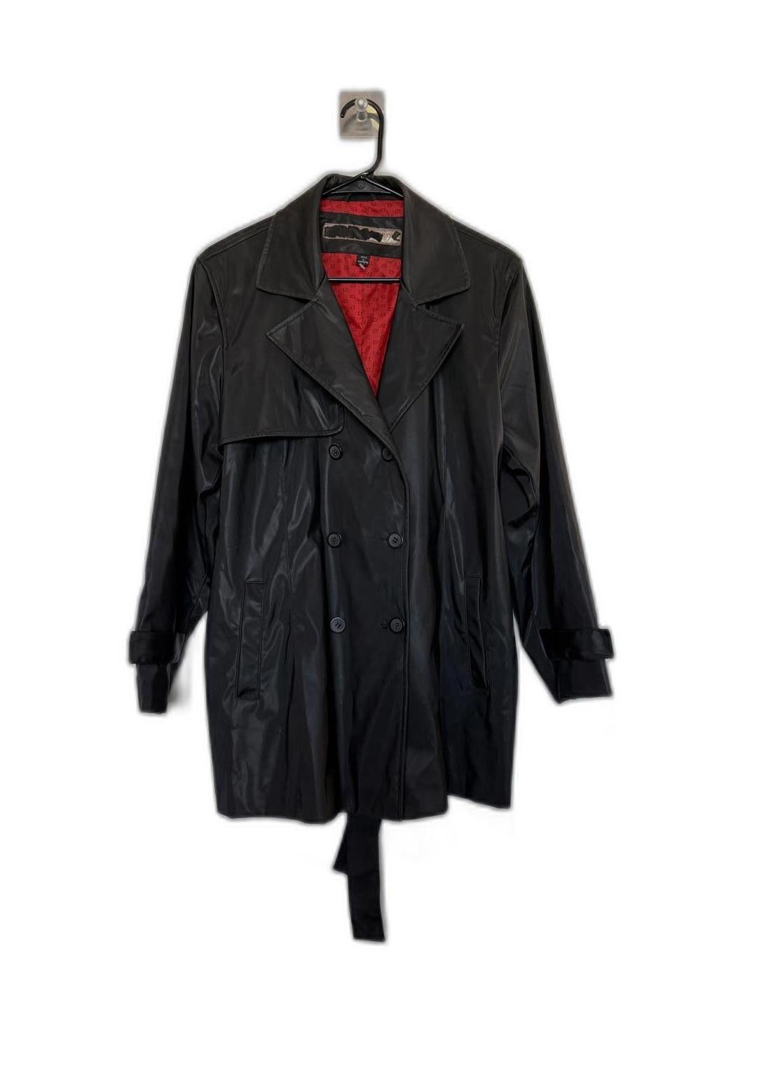 ZeroXposur Vintage Y2K Style Black Polyurethane Trench Coat with Belt Size L / US 10 / IT 46 - 1 Thumbnail
