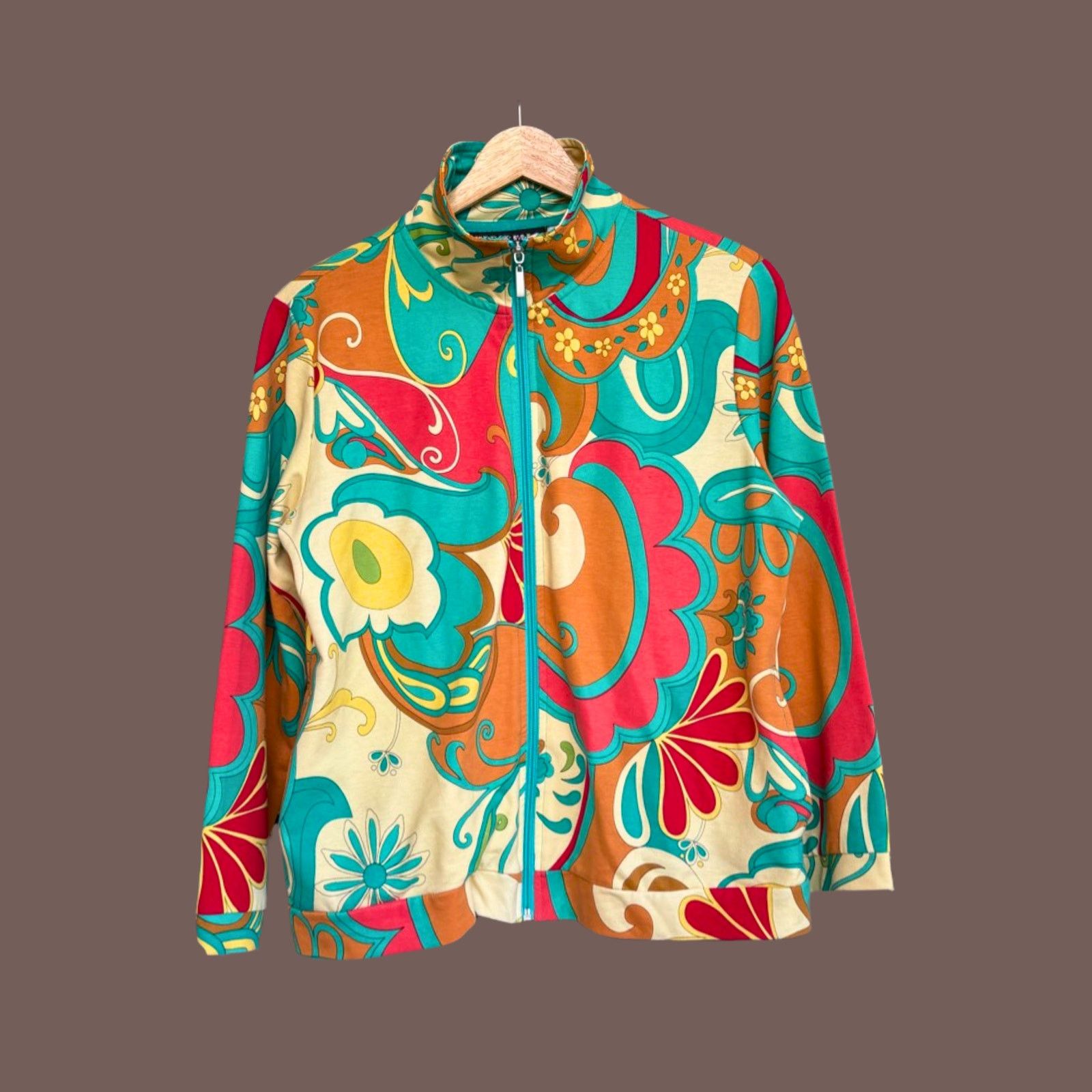 Vintage VTG Zip-Up | Mirror Image Psychedelic Floral | Y2K Print Size M / US 6-8 / IT 42-44 - 1 Thumbnail