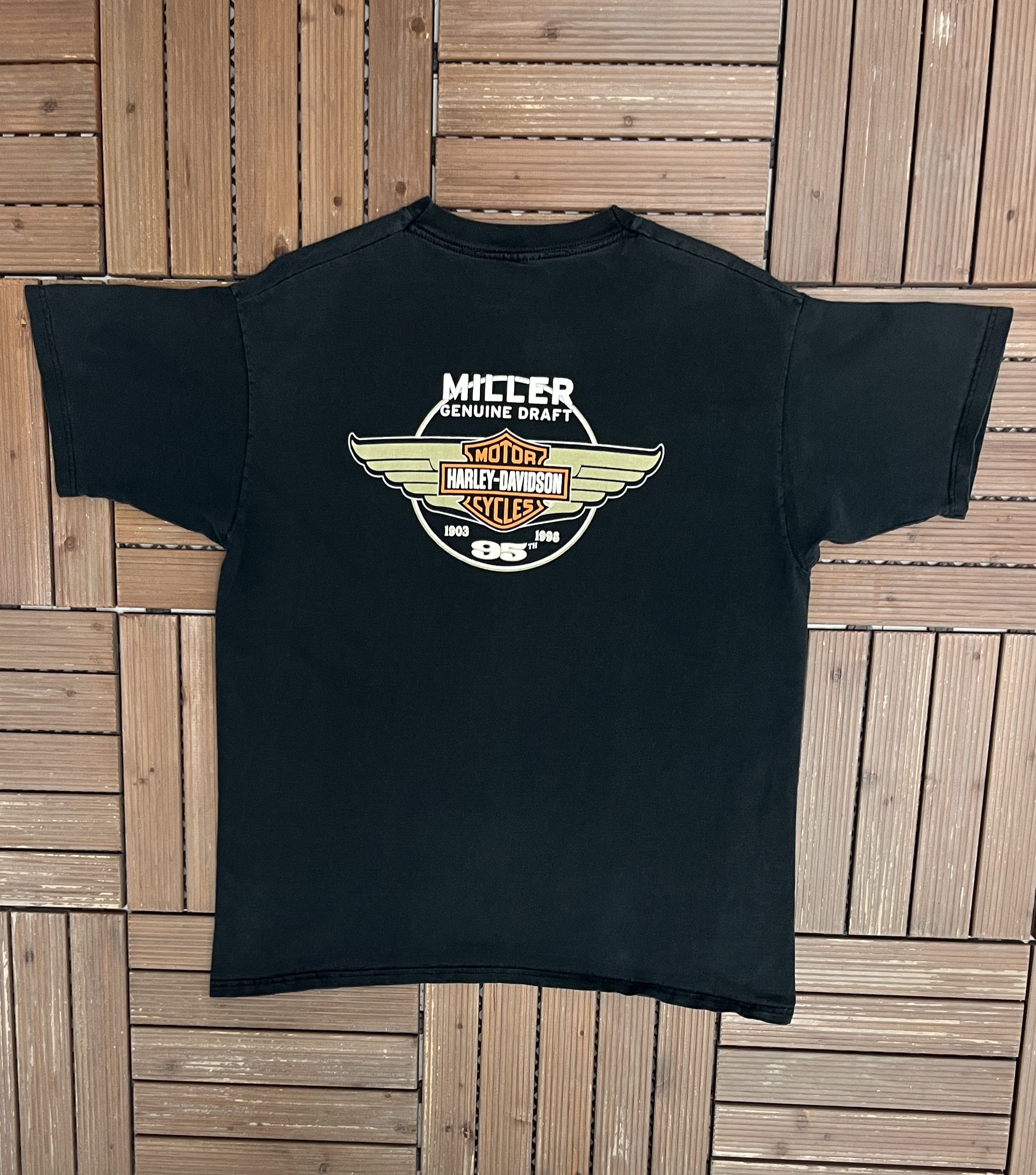 Vintage Harley Davidson Miller Genuine Draft Vintage Black T-Shirt Size US L / EU 52-54 / 3 - 4 Thumbnail