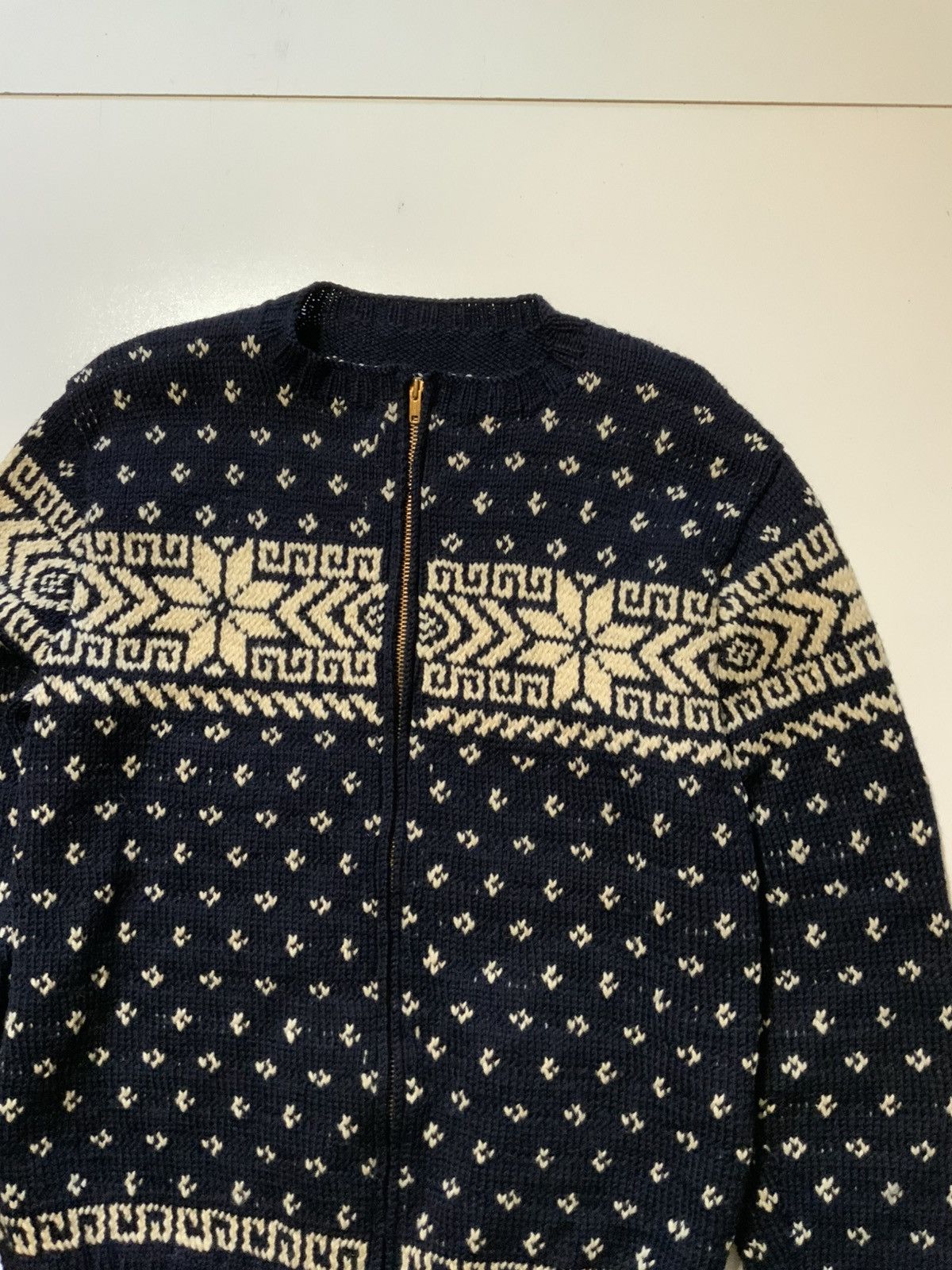 Vintage 50s 60s Snowflake Fair Isle Wool Talon Knit Sweater Jacket Size US S / EU 44-46 / 1 - 3 Thumbnail